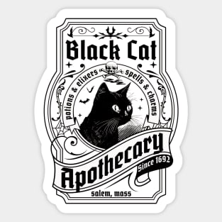 Black Cat Apothecary - Salem 1692 Retro Vintage Halloween Sticker